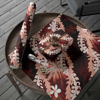 Puakenikeni Maile Lei Wrapping Paper Frangipani Red Tropical Leaves LT01 - Polynesian Pride