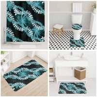 Puakenikeni Maile Lei Bathroom Set Frangipani Turquoise Tropical Leaves LT01 - Polynesian Pride