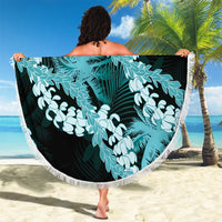 Puakenikeni Maile Lei Beach Blanket Frangipani Turquoise Tropical Leaves LT01 - Polynesian Pride