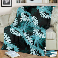 Puakenikeni Maile Lei Blanket Frangipani Turquoise Tropical Leaves LT01 - Polynesian Pride