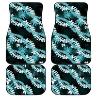 Puakenikeni Maile Lei Car Mats Frangipani Turquoise Tropical Leaves LT01 - Polynesian Pride