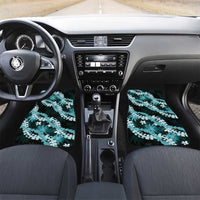 Puakenikeni Maile Lei Car Mats Frangipani Turquoise Tropical Leaves LT01 Set 2pcs - Front Turquoise - Polynesian Pride