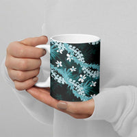 Puakenikeni Maile Lei Ceramic Mug Frangipani Turquoise Tropical Leaves LT01 - Polynesian Pride
