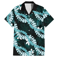 Puakenikeni Maile Lei Family Matching Puletasi and Hawaiian Shirt Frangipani Turquoise Tropical Leaves