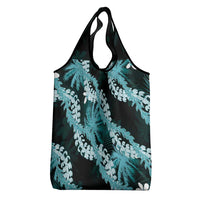 Puakenikeni Maile Lei Grocery Bag Frangipani Turquoise Tropical Leaves LT01 - Polynesian Pride