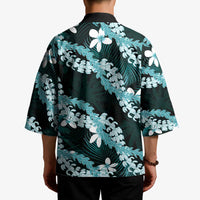 Puakenikeni Maile Lei Kimono Frangipani Turquoise Tropical Leaves LT01 - Polynesian Pride