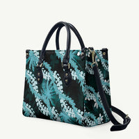 Puakenikeni Maile Lei Leather Bag Frangipani Turquoise Tropical Leaves LT01 Turquoise - Polynesian Pride