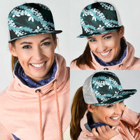 Puakenikeni Maile Lei Mesh Trucker Cap Frangipani Turquoise Tropical Leaves LT01 - Polynesian Pride