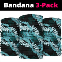Puakenikeni Maile Lei Neck Gaiter Frangipani Turquoise Tropical Leaves LT01 package One Size: 25*50cm Turquoise - Polynesian Pride