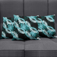 Puakenikeni Maile Lei Pillow Cover Frangipani Turquoise Tropical Leaves LT01 - Polynesian Pride