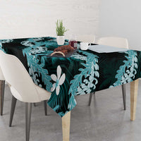 Puakenikeni Maile Lei Tablecloth Frangipani Turquoise Tropical Leaves LT01 - Polynesian Pride