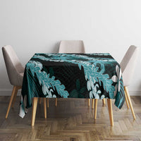 Puakenikeni Maile Lei Tablecloth Frangipani Turquoise Tropical Leaves LT01 - Polynesian Pride