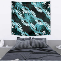 Puakenikeni Maile Lei Tapestry Frangipani Turquoise Tropical Leaves LT01 - Polynesian Pride