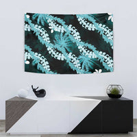 Puakenikeni Maile Lei Tapestry Frangipani Turquoise Tropical Leaves LT01 - Polynesian Pride
