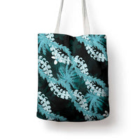 Puakenikeni Maile Lei Tote Bag Frangipani Turquoise Tropical Leaves LT01 - Polynesian Pride