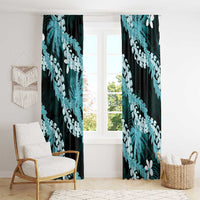 Puakenikeni Maile Lei Window Curtain Frangipani Turquoise Tropical Leaves LT01 - Polynesian Pride