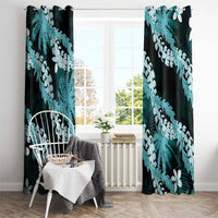 Puakenikeni Maile Lei Window Curtain Frangipani Turquoise Tropical Leaves LT01 - Polynesian Pride