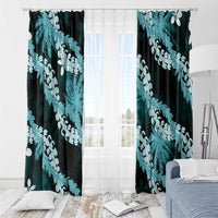 Puakenikeni Maile Lei Window Curtain Frangipani Turquoise Tropical Leaves LT01 - Polynesian Pride