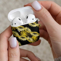 Puakenikeni Maile Lei AirPods Case Frangipani Yellow Tropical Leaves LT01 - Polynesian Pride