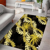 Puakenikeni Maile Lei Area Rug Frangipani Yellow Tropical Leaves LT01 - Polynesian Pride