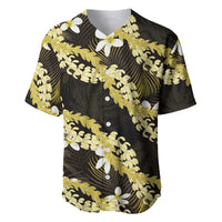 Puakenikeni Maile Lei Baseball Jersey Frangipani Yellow Tropical Leaves LT01 Yellow - Polynesian Pride