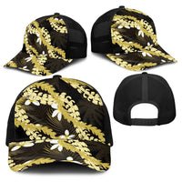 Puakenikeni Maile Lei Baseball Net Cap Frangipani Yellow Tropical Leaves LT01 - Polynesian Pride