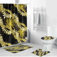Puakenikeni Maile Lei Bathroom Set Frangipani Yellow Tropical Leaves LT01 Bathroom Set (4 pcs) Yellow - Polynesian Pride