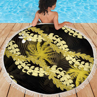 Puakenikeni Maile Lei Beach Blanket Frangipani Yellow Tropical Leaves LT01 - Polynesian Pride