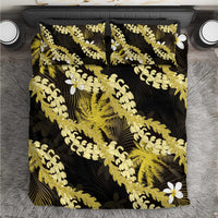 Puakenikeni Maile Lei Bedding Set Frangipani Yellow Tropical Leaves LT01 Yellow - Polynesian Pride