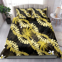 Puakenikeni Maile Lei Bedding Set Frangipani Yellow Tropical Leaves LT01 - Polynesian Pride