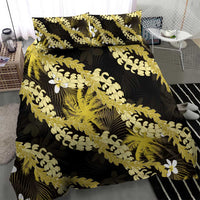 Puakenikeni Maile Lei Bedding Set Frangipani Yellow Tropical Leaves LT01 - Polynesian Pride