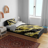 Puakenikeni Maile Lei Bedding Set Frangipani Yellow Tropical Leaves LT01 - Polynesian Pride