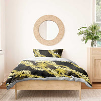 Puakenikeni Maile Lei Bedding Set Frangipani Yellow Tropical Leaves LT01 - Polynesian Pride