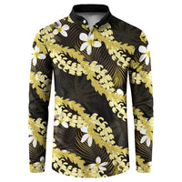Puakenikeni Maile Lei Button Sweatshirt Frangipani Yellow Tropical Leaves LT01 Yellow - Polynesian Pride