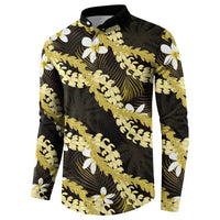 Puakenikeni Maile Lei Button Sweatshirt Frangipani Yellow Tropical Leaves LT01 - Polynesian Pride
