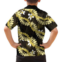 Puakenikeni Maile Lei Family Matching Puletasi and Hawaiian Shirt Frangipani Yellow Tropical Leaves