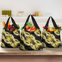 Puakenikeni Maile Lei Grocery Bag Frangipani Yellow Tropical Leaves LT01 3-pack One Size Yellow - Polynesian Pride
