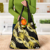 Puakenikeni Maile Lei Grocery Bag Frangipani Yellow Tropical Leaves LT01 - Polynesian Pride