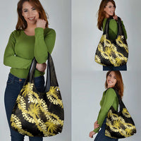 Puakenikeni Maile Lei Grocery Bag Frangipani Yellow Tropical Leaves LT01 - Polynesian Pride