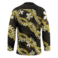 Puakenikeni Maile Lei Hockey Jersey Frangipani Yellow Tropical Leaves LT01 - Polynesian Pride