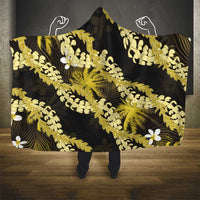 Puakenikeni Maile Lei Hooded Blanket Frangipani Yellow Tropical Leaves LT01 - Polynesian Pride