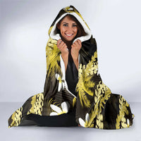 Puakenikeni Maile Lei Hooded Blanket Frangipani Yellow Tropical Leaves LT01 - Polynesian Pride