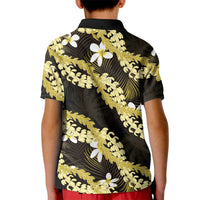 Puakenikeni Maile Lei Kid Polo Shirt Frangipani Yellow Tropical Leaves LT01 - Polynesian Pride