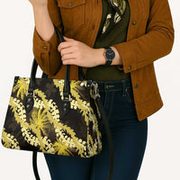 Puakenikeni Maile Lei Leather Bag Frangipani Yellow Tropical Leaves LT01 - Polynesian Pride