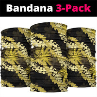Puakenikeni Maile Lei Neck Gaiter Frangipani Yellow Tropical Leaves LT01 package One Size: 25*50cm Yellow - Polynesian Pride