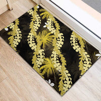 Puakenikeni Maile Lei Rubber Doormat Frangipani Yellow Tropical Leaves LT01 - Polynesian Pride