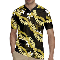 Puakenikeni Maile Lei Rugby Jersey Frangipani Yellow Tropical Leaves LT01 - Polynesian Pride