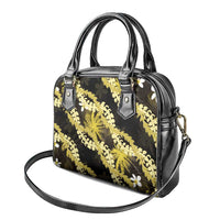 Puakenikeni Maile Lei Shoulder Handbag Frangipani Yellow Tropical Leaves LT01 - Polynesian Pride