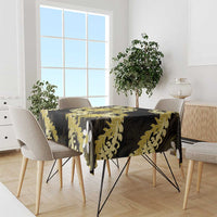 Puakenikeni Maile Lei Tablecloth Frangipani Yellow Tropical Leaves LT01 - Polynesian Pride