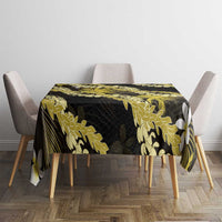 Puakenikeni Maile Lei Tablecloth Frangipani Yellow Tropical Leaves LT01 - Polynesian Pride